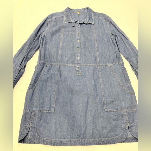 EUC Free People Delicate Detail Denim Mini Shirt Dress – Small - Picture 4 of 11